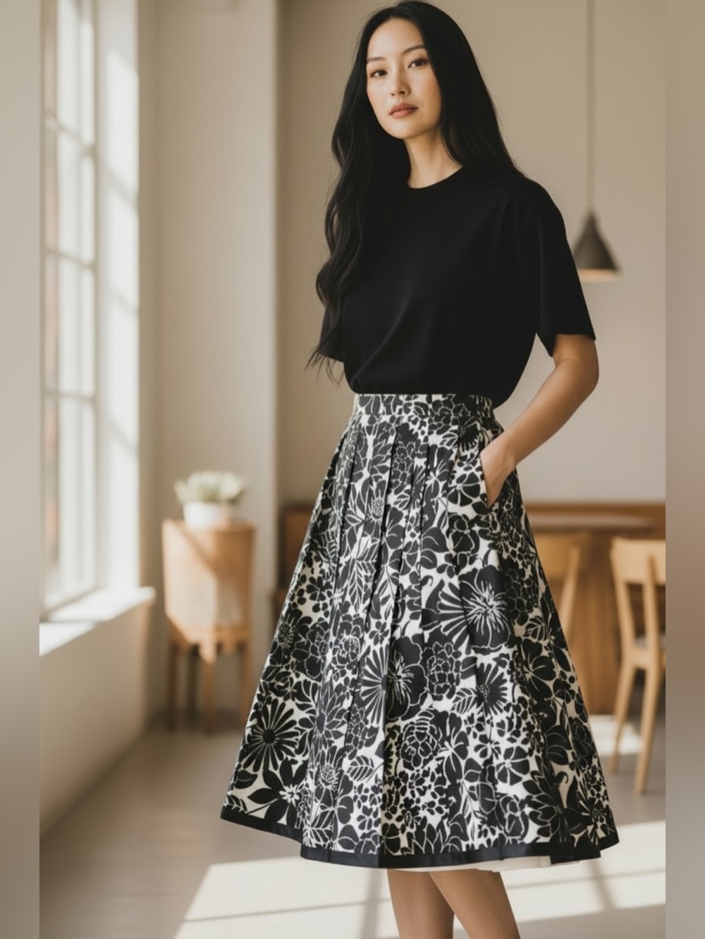 Ann Taylor Floral Pleated Skirt